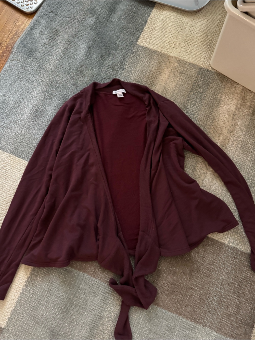 Athleta Maroon Tie-Front Cardigan Sweater